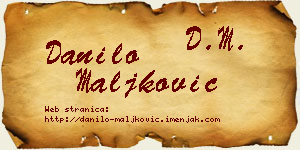 Danilo Maljković vizit kartica